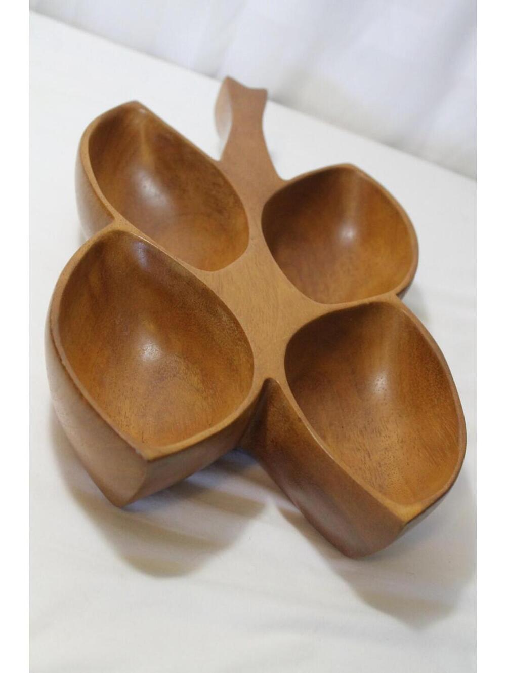 Large Leaf-Shaped Taverneau Wooden Bowl, Made in Haiti
